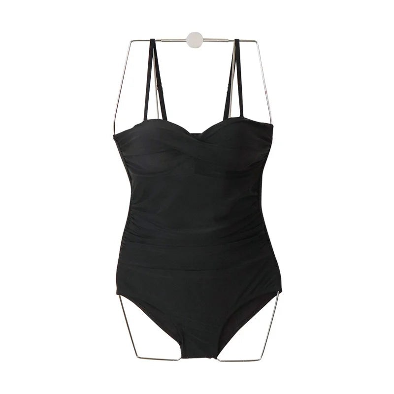 Korean Style One Piece Swimwear Women Padded Swimwear Push up Swimsuit Bathing Suit Sexy Lady Monokini Beachwear Solid Swimwear