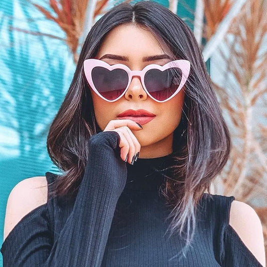 Love Heart Shaped Sunglasses for Women - Vintage Cat Eye Mod Style Retro Glasses as Christmas Gift