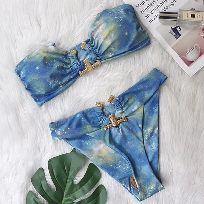 Shiny Rhinestone Bikini 2024 Sexy Solid One Shoulder Cut Out Push up Swimsuit Lady Crystal Bathing Suit Brazilian Thong Swimwear