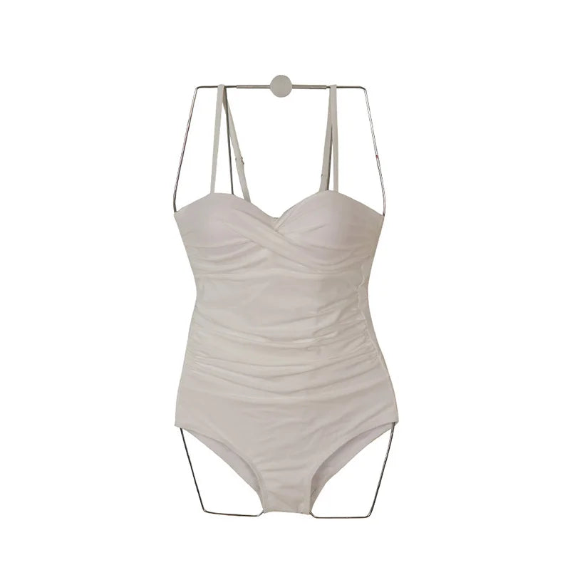 Korean Style One Piece Swimwear Women Padded Swimwear Push up Swimsuit Bathing Suit Sexy Lady Monokini Beachwear Solid Swimwear