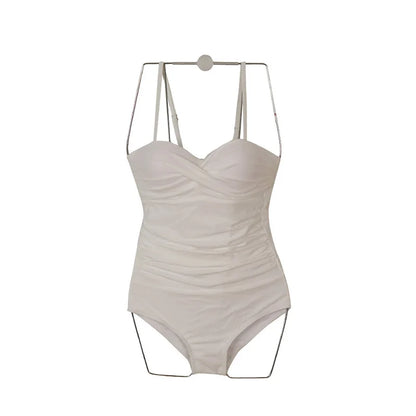Korean Style One Piece Swimwear Women Padded Swimwear Push up Swimsuit Bathing Suit Sexy Lady Monokini Beachwear Solid Swimwear