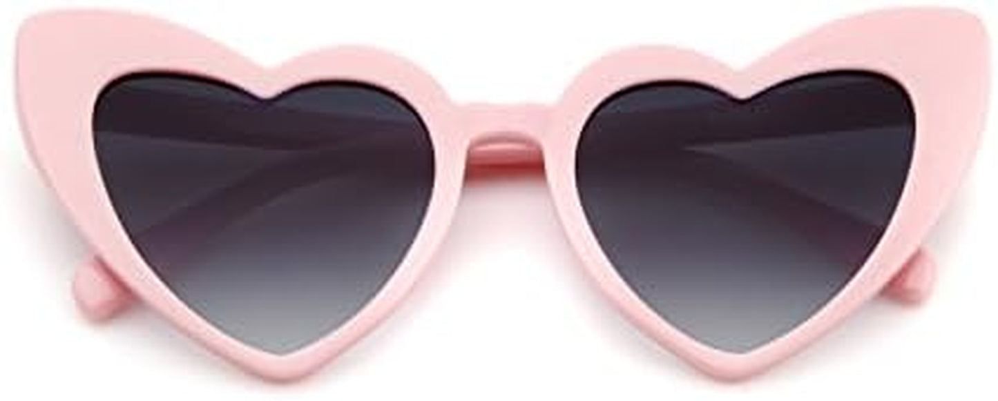 Love Heart Shaped Sunglasses for Women - Vintage Cat Eye Mod Style Retro Glasses as Christmas Gift