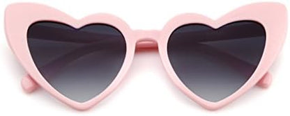 Love Heart Shaped Sunglasses for Women - Vintage Cat Eye Mod Style Retro Glasses as Christmas Gift