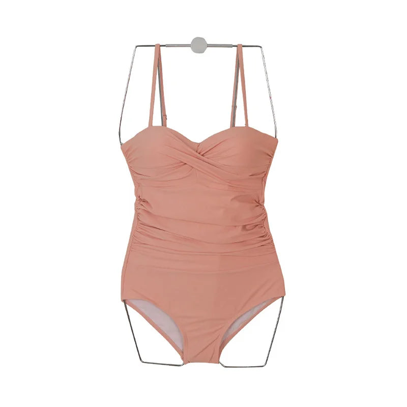 Korean Style One Piece Swimwear Women Padded Swimwear Push up Swimsuit Bathing Suit Sexy Lady Monokini Beachwear Solid Swimwear