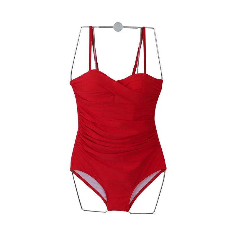 Korean Style One Piece Swimwear Women Padded Swimwear Push up Swimsuit Bathing Suit Sexy Lady Monokini Beachwear Solid Swimwear