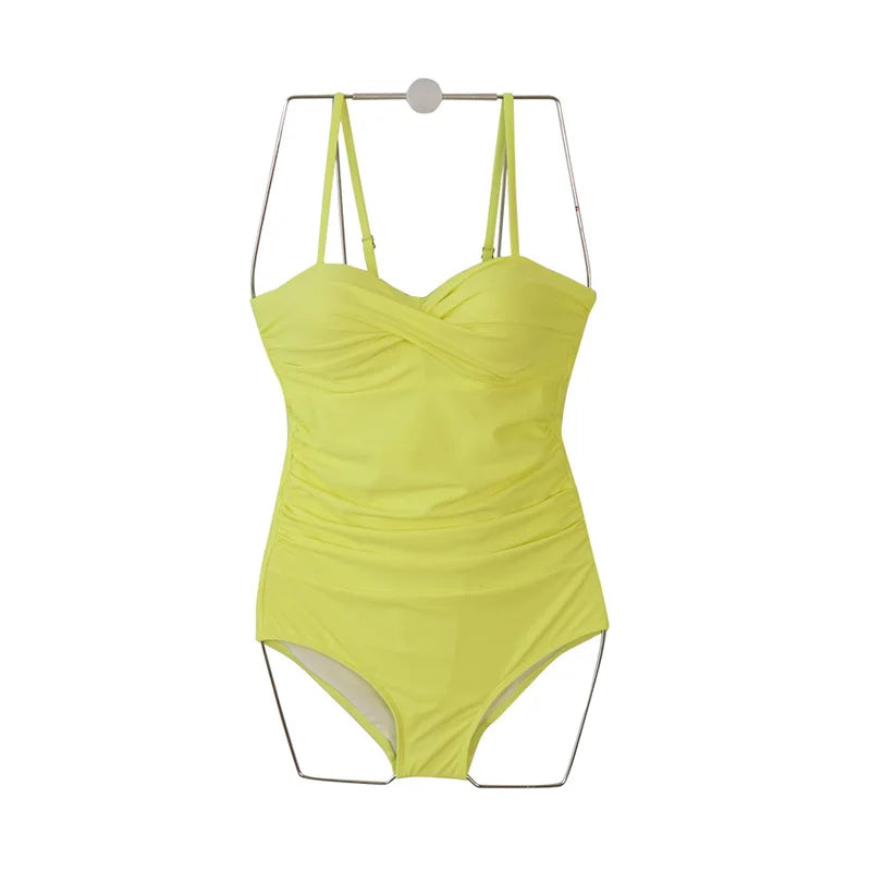 Korean Style One Piece Swimwear Women Padded Swimwear Push up Swimsuit Bathing Suit Sexy Lady Monokini Beachwear Solid Swimwear