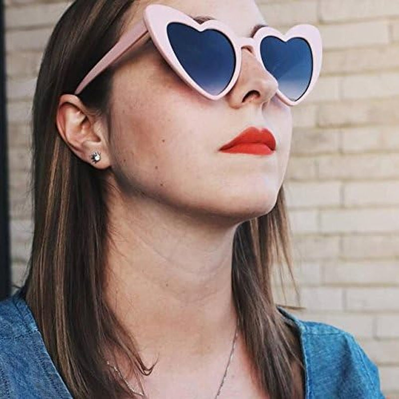 Love Heart Shaped Sunglasses for Women - Vintage Cat Eye Mod Style Retro Glasses as Christmas Gift